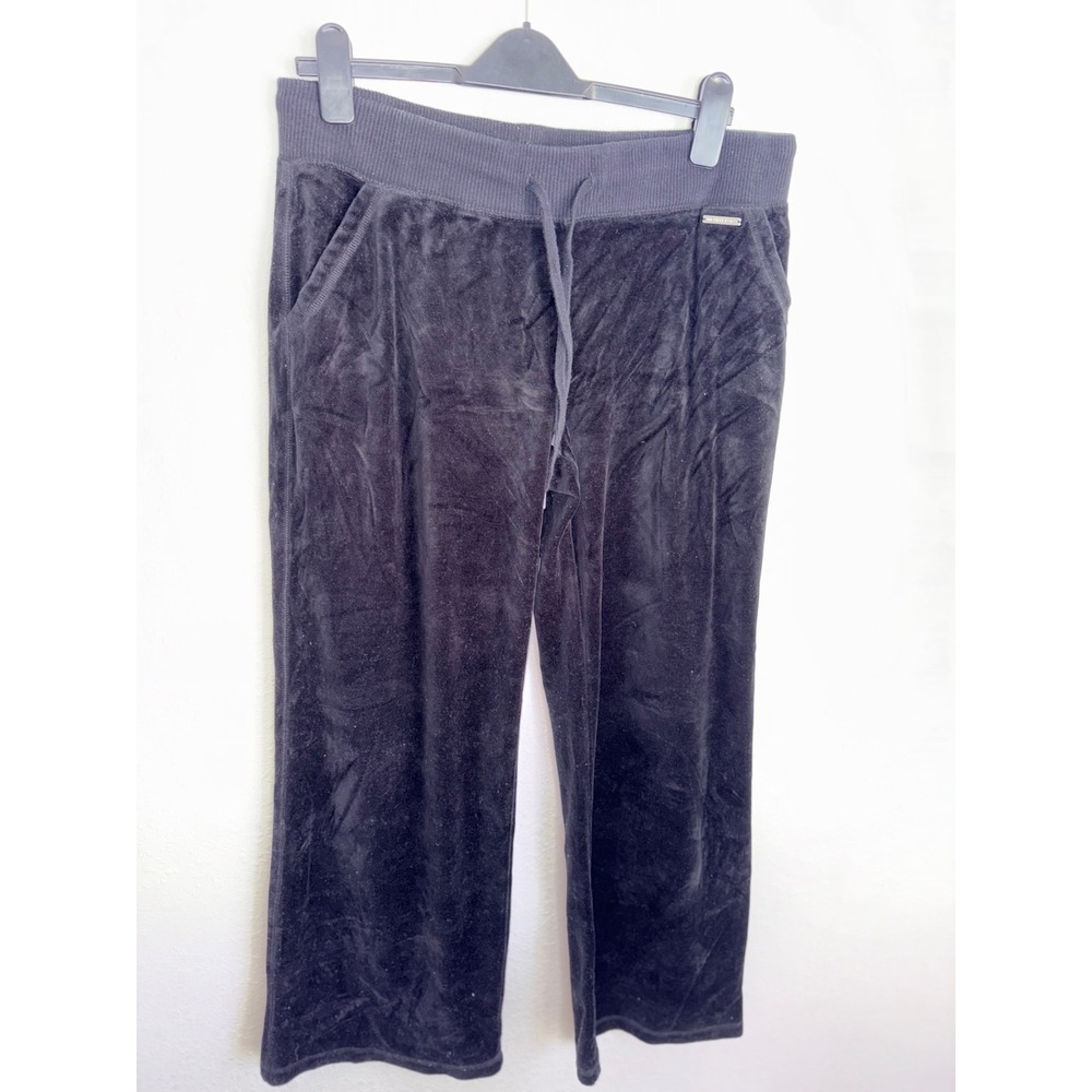 Michael Kors Womens Black Velour Straight Leg Drawstring Tracksuit Pants Large